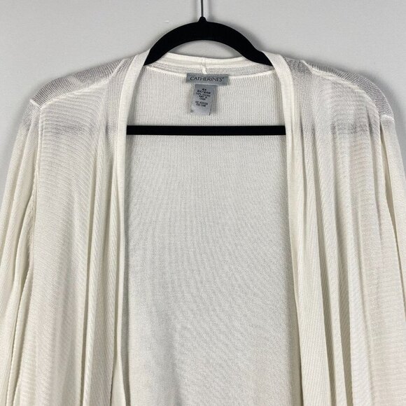 Catherines Cardigan Womens 2X Open Front White Long Sleeve Lightweight - Picture 2 of 8